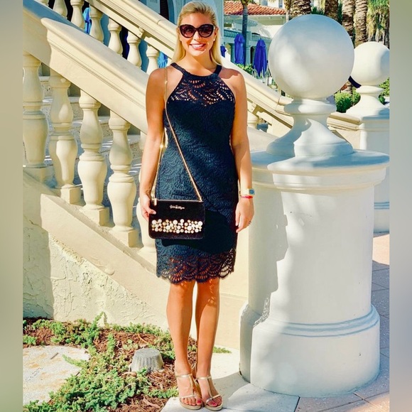 Lilly Pulitzer Dresses & Skirts - Lilly Pulitzer NWT Kenna Halter Dress Onyx Scalloped Fan Lace Size 0